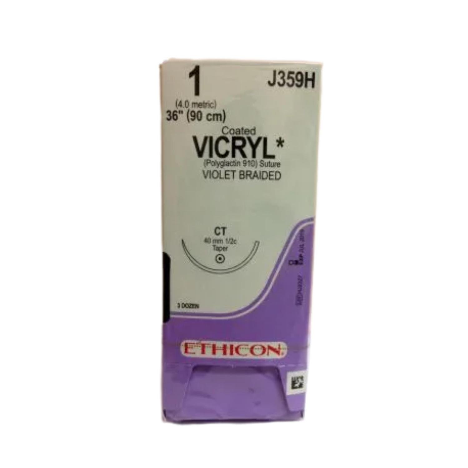 Ethicon Vicryl #1 Absorbable Violet Braided Suture